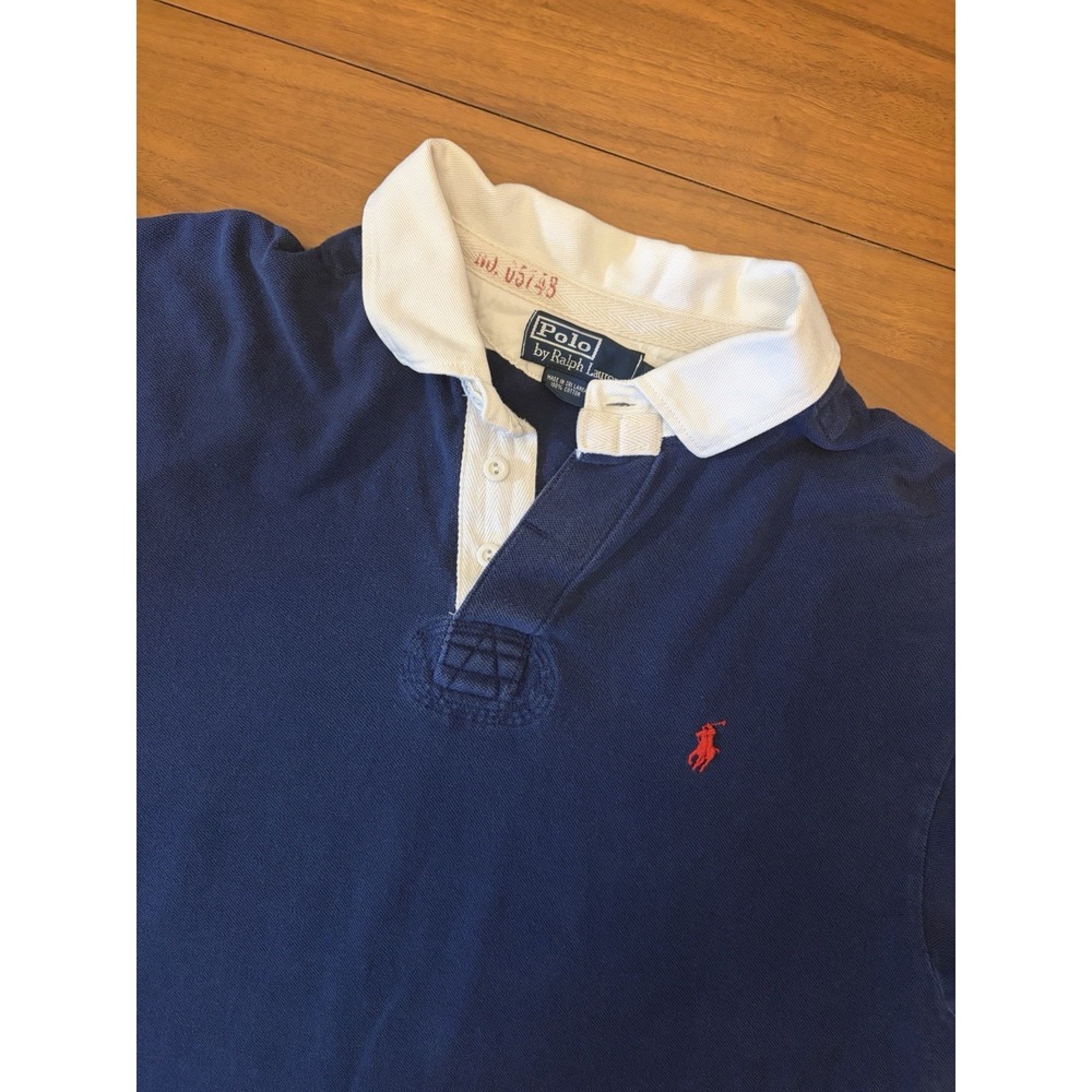 Vintage Polo Ralph Lauren Rugby Shirt Mens XL Blue Short Sleeve P-234 Nautical